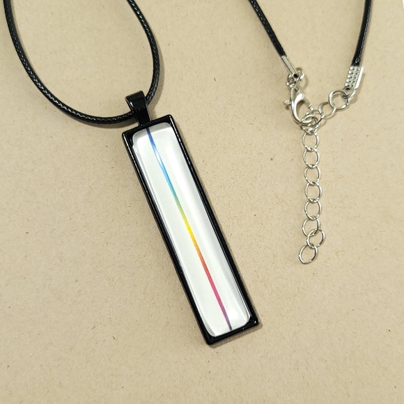 RAINBOW SLIVER Vertical Pendant Necklace - Picture 4 of 8